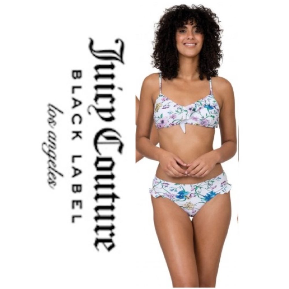 NWT JUICY COUTURE Floral Ruffle Detail Two Piece Bikini Set Swimwear